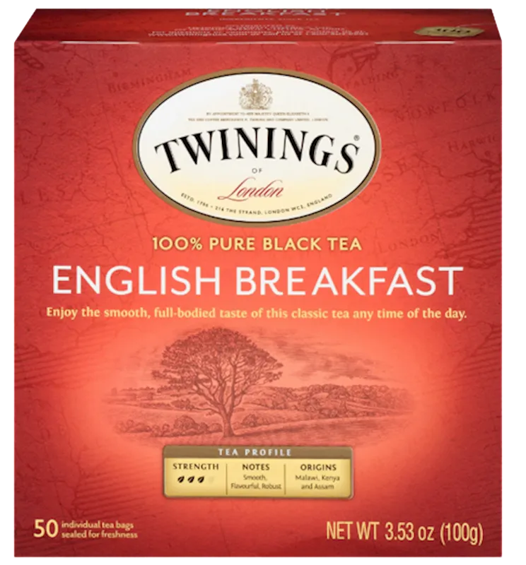 D- TEA TWININGS BLACK ENGLISH BREAKFAST 6/(50X2GR) ENGLAND N5331