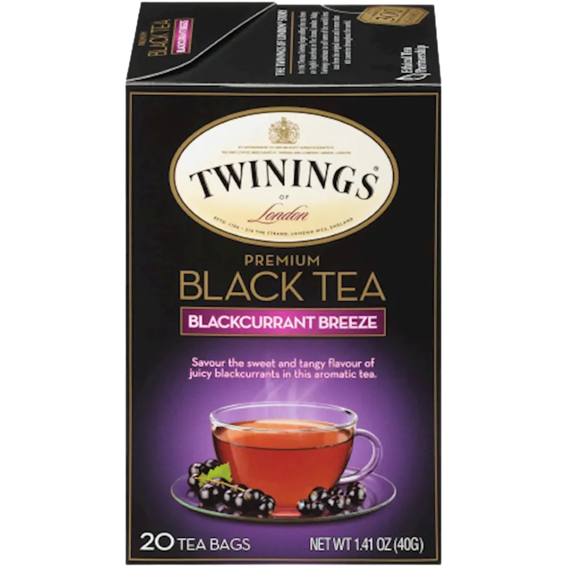 D- TEA TWININGS BLACK W/BLACKCURRANT 6/(20X2GR) ENGLAND N7524