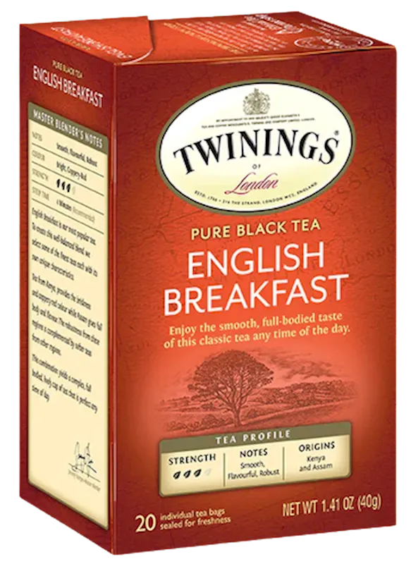 D- TEA TWININGS BLACK ENGLISH BREAKFAST 6/(20X2GR) ENGLAND N5325