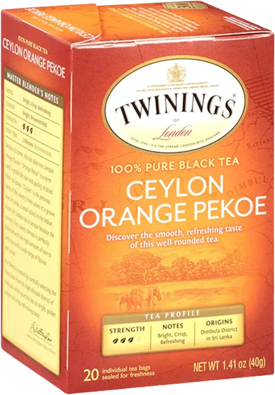 D- TEA TWININGS CEYLON ORANGE PEKOE 6/(20X2GR) ENGLAND N5324