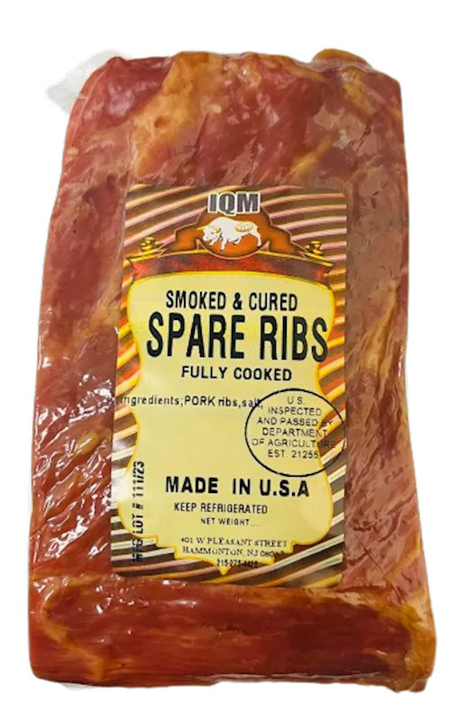 D- SPARE RIBS PORK SMOKED&CURED CHUNK 25/1LB IQM N90495