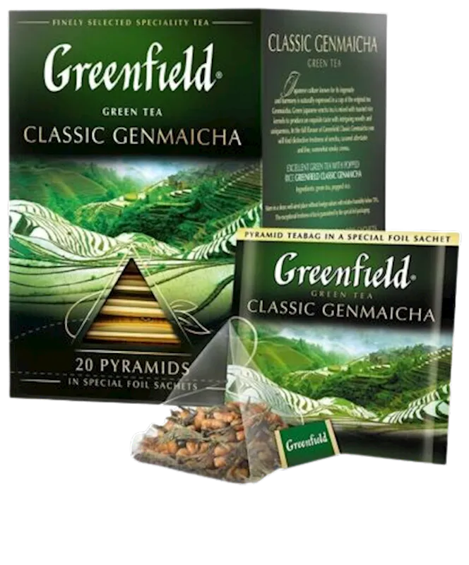 D- TEA GREEN CLASSIC GENMAICHA PYRAMIDS 8/(20X1.8GR) GREENFIELD 1155-08