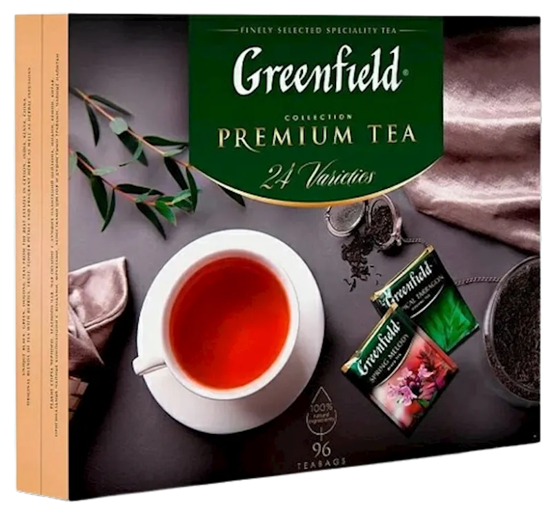 TEA PREMIUM COLLECTION 24 VARIETIES 96 BAGS 8/164.4GR GREENFIELD 1970-08