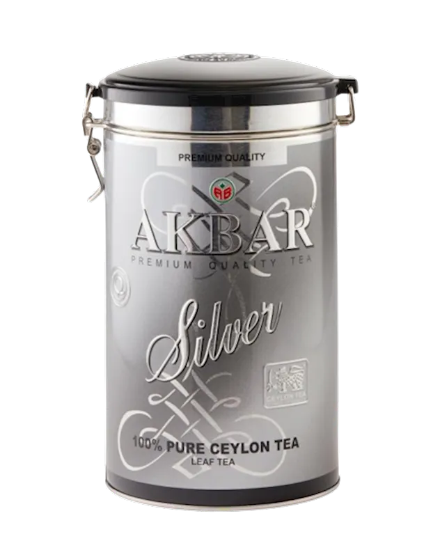 TEA AKBAR BLACK CEYLON SILVER TIN 10/300GR SRI-LANKA