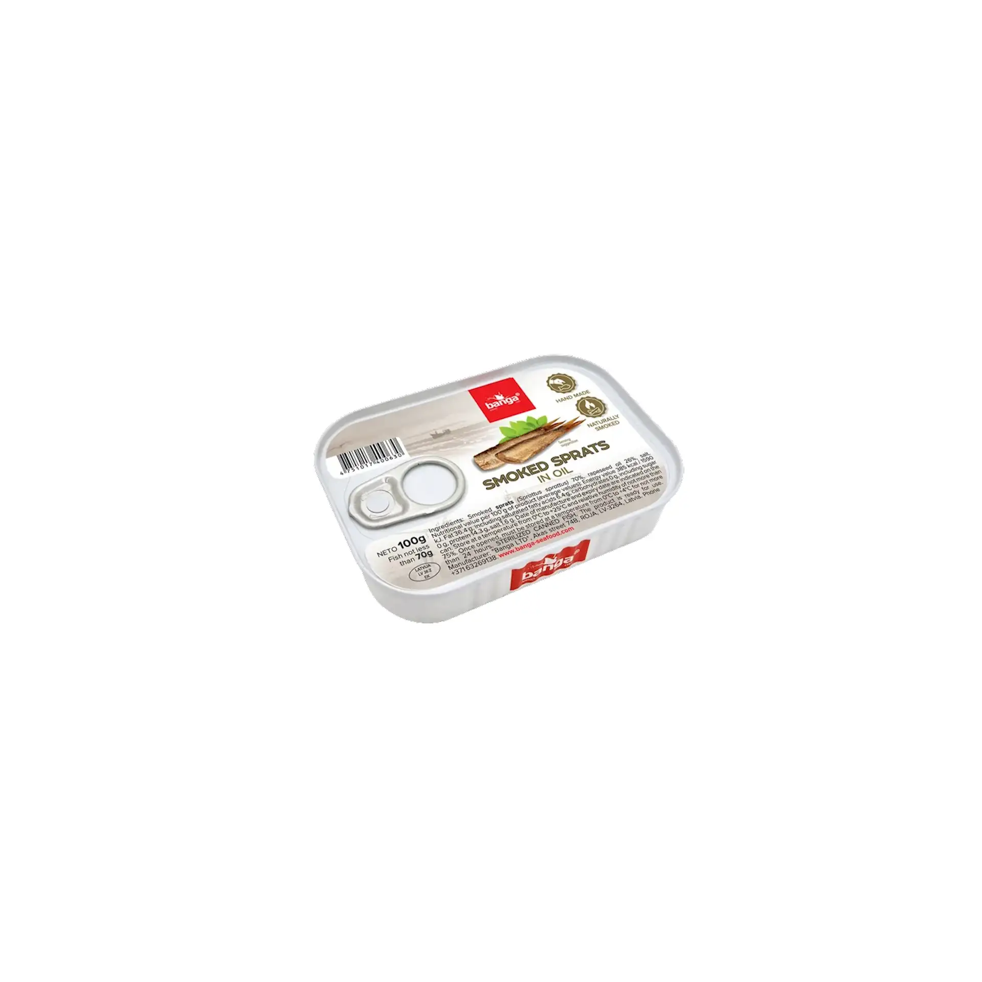 D- SMOKED SPRATS IN OIL 12/100G BANGA LATVIA N1484