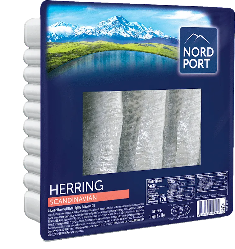 HERRING FILLET LIGHTLY SALTED IN OIL TRADITIONAL SCANDINAVIAN STYLE 3/1000GR NORD PORT NP4734