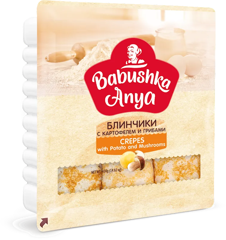 D- CREPES W/POTATOES&MUSHROOMS FROZEN 6/420GR BABUSHKA  ANYA  N4637