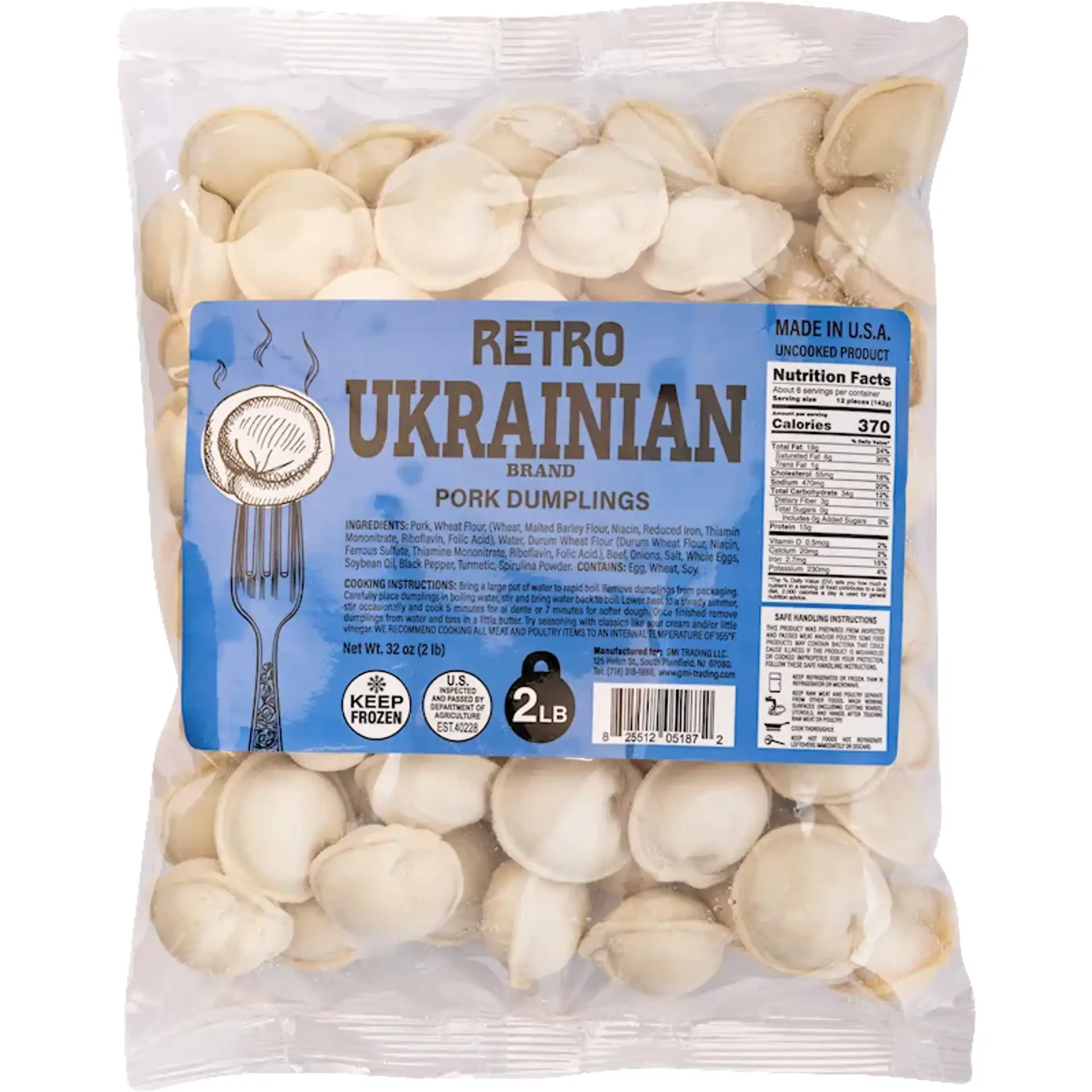 DUMPLINGS UKRAINIAN W/PORK 12/2LB RETRO RPU02