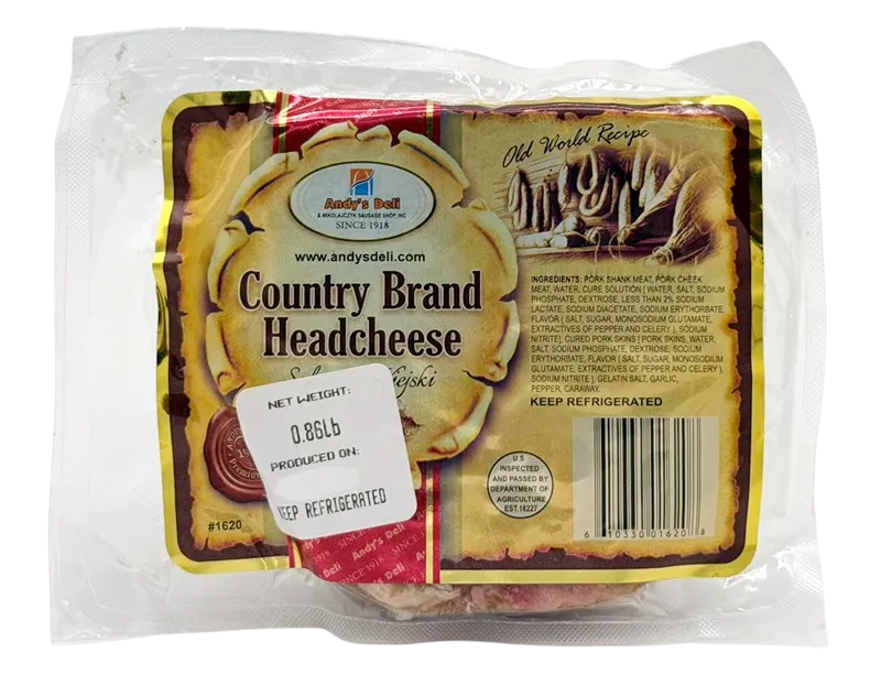 D- HEADCHEESE COUNTRY BRAND / SALCESON WIEJSK 1/1LB PRE PACK CHUNK ANDY'S N1620