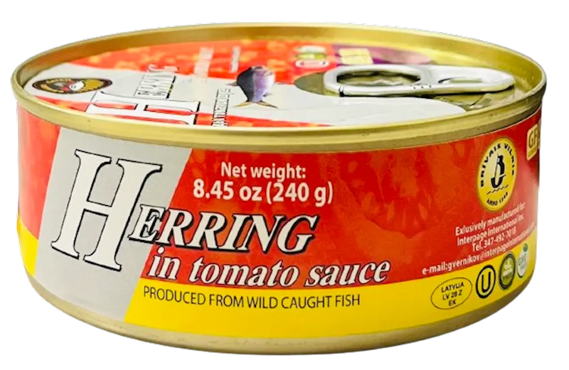 HERRING IN TOMATO SAUCE E/O 24/240GR BRIVAIS VILNIS
