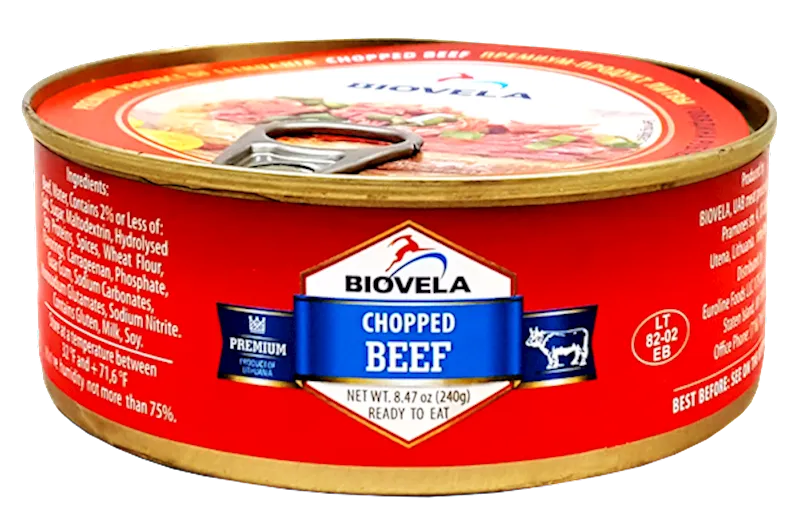 D- BEEF CHOPPED E/O 24/240GR BIOVELA LITHUANIA