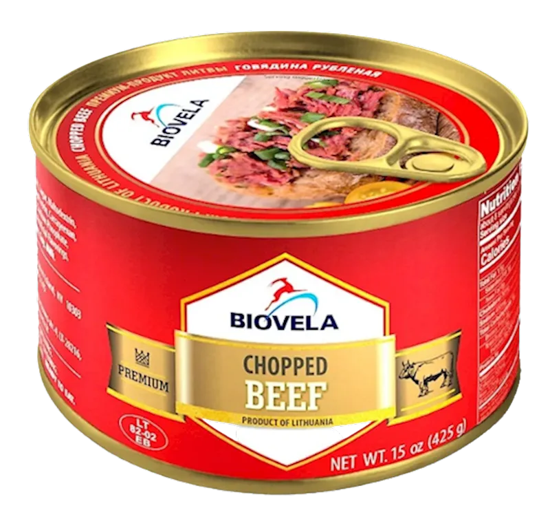 D- BEEF CHOPPED E/O 12/425GR BIOVELA LITHUANIA