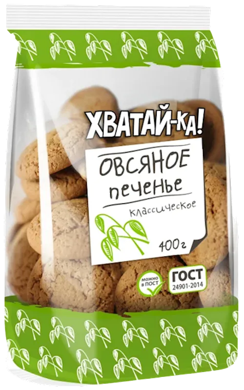 COOKIES OATMEAL CLASSIC 16/400GR HVATAY-KA  LUBIMIY KRAY RUSSIA N946