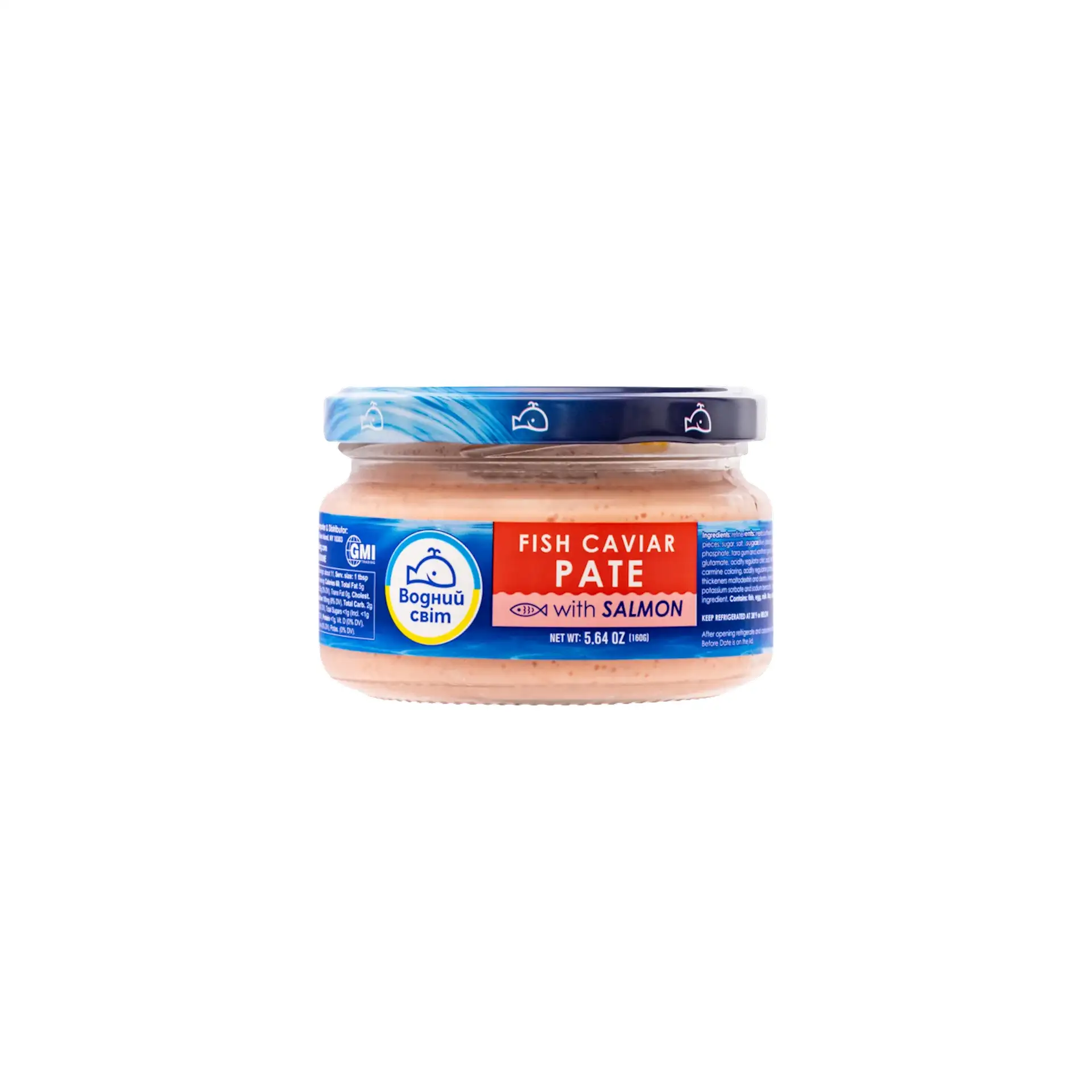 PATE CAPELIN CAVIAR W/SALMON GLASS 6/160GR VODNIY SVIT N30014/#01
