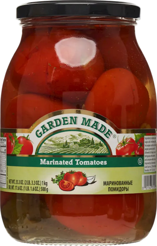 TOMATOES IN BRINE MARINATED 12/35.3 OZ GARDEN MADE BULGARIA N33153