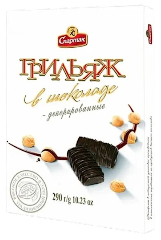 CANDIES BOXED GRIL'YAZH IN CHOCOLATE DECORATED 8/290GR SPARTAK N12051 4810067107156