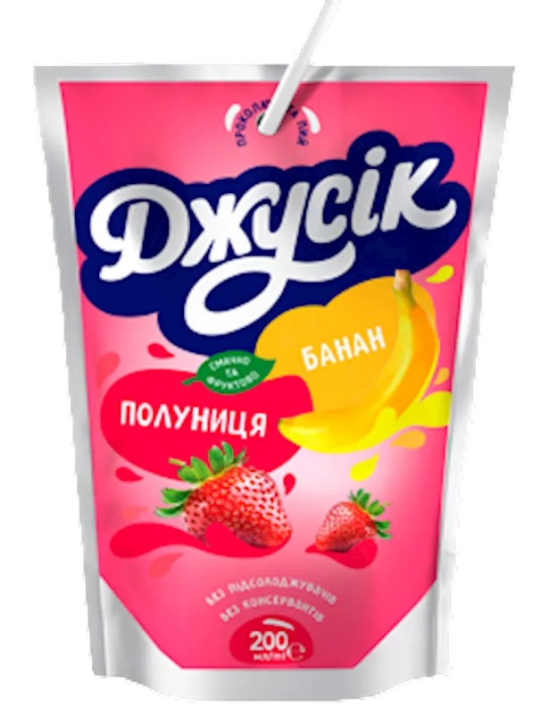 JUICE DRINK BANANA&STRAWBERRY 10/0.2L JUICIK UKRAINE N438