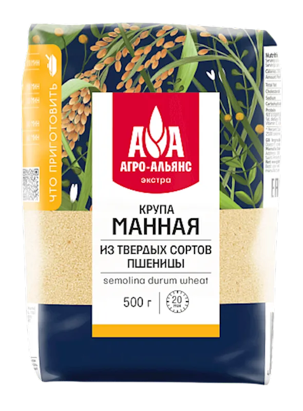 SEMOLINA DURUM WHEAT 8/500GR AGRO-ALLIANCE EXTRA