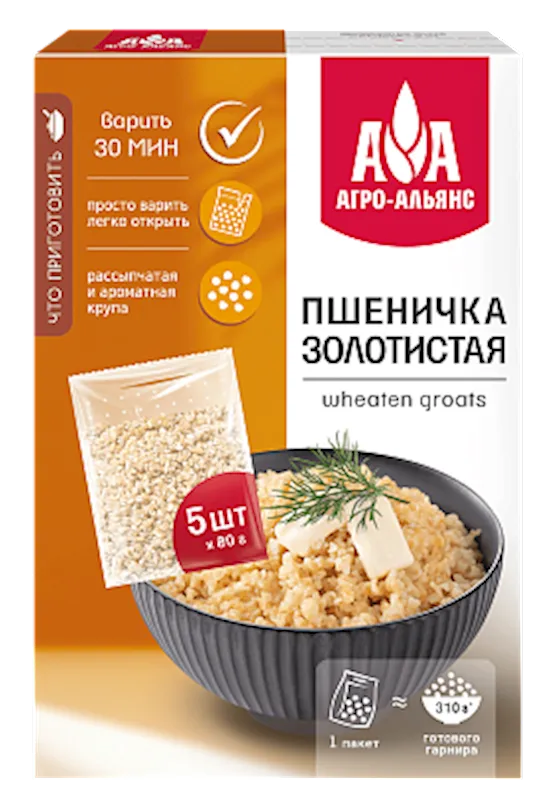 WHEAT GROATS 12/(5X80) AGRO-ALLIANCE EXTRA