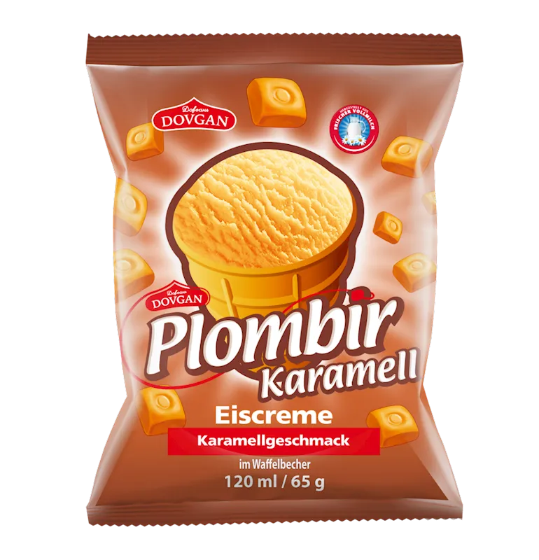 ICE CREAM PLOMBIR W/CARAMEL 25/65GR DOVGAN N92050120