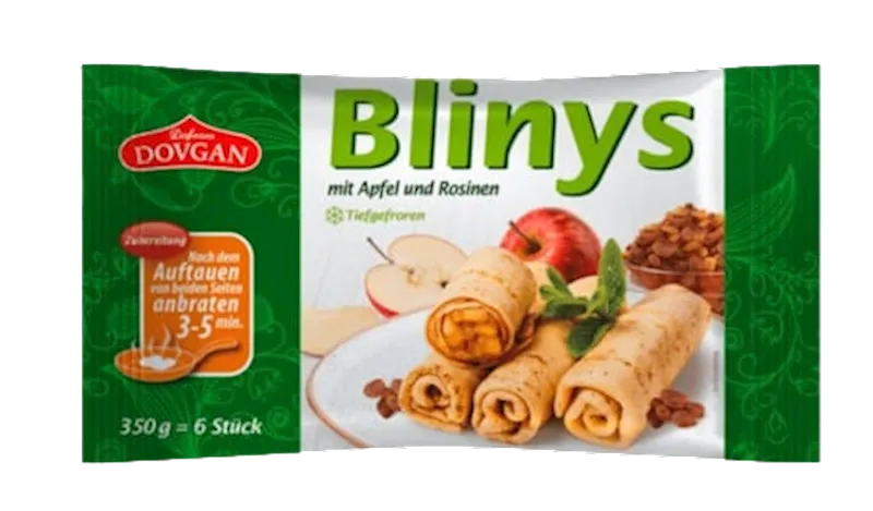 CREPES W/APPLE&RAISINS FILLING FROZEN 14/350GR DOVGAN N90510350