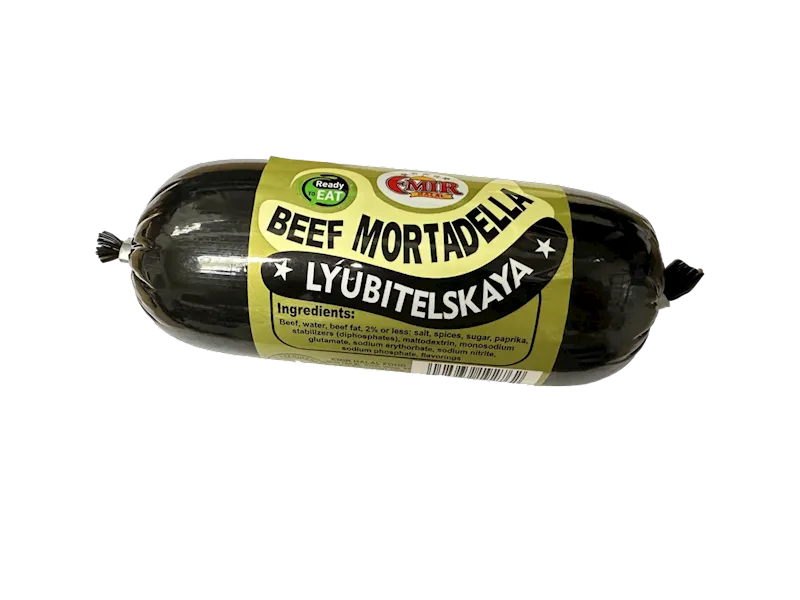 D- BEEF MORTADELLA LYUBITELSKAYA CHUNK (SHORT) 12/0.85LB EMIR HALAL BY LB N2762