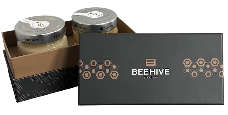 D- HONEY XMAS GIFT HAPPY HOLIDAYS 6/500GR BEEHIVE UKRAINE #27