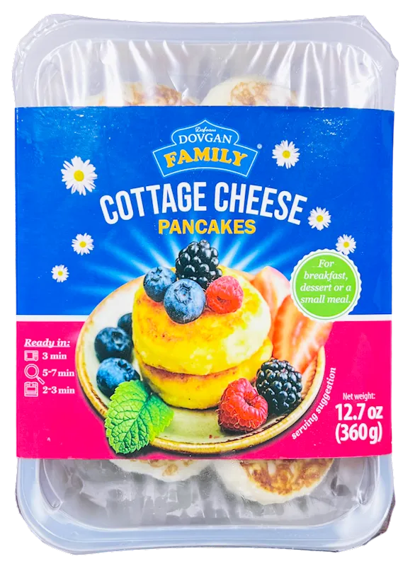 COTTAGE CHEESE PANCAKES SIRNIKI W/VANILLA FLAVOR 10/360GR DOVGAN N90830360