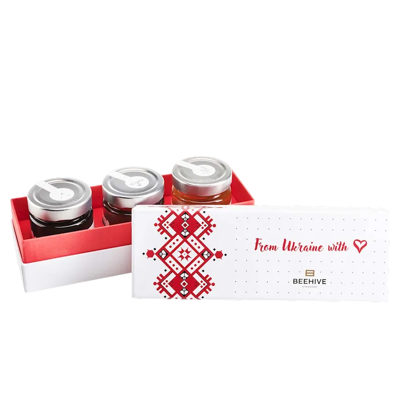 D- HONEY WHITE GIFT BOX FROM UKRAINE WITH LOVE 4/750GR BEEHIVE UKRAINE #21