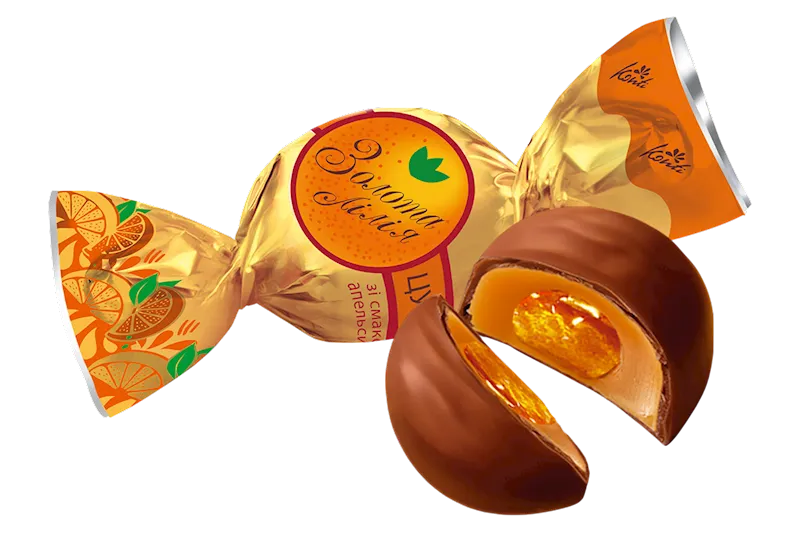 CANDIES PACKED CHOCOLATE W/ORANGE FLAVOR GOLDEN LILY 12/180GR KONTI UKRAINE N2301