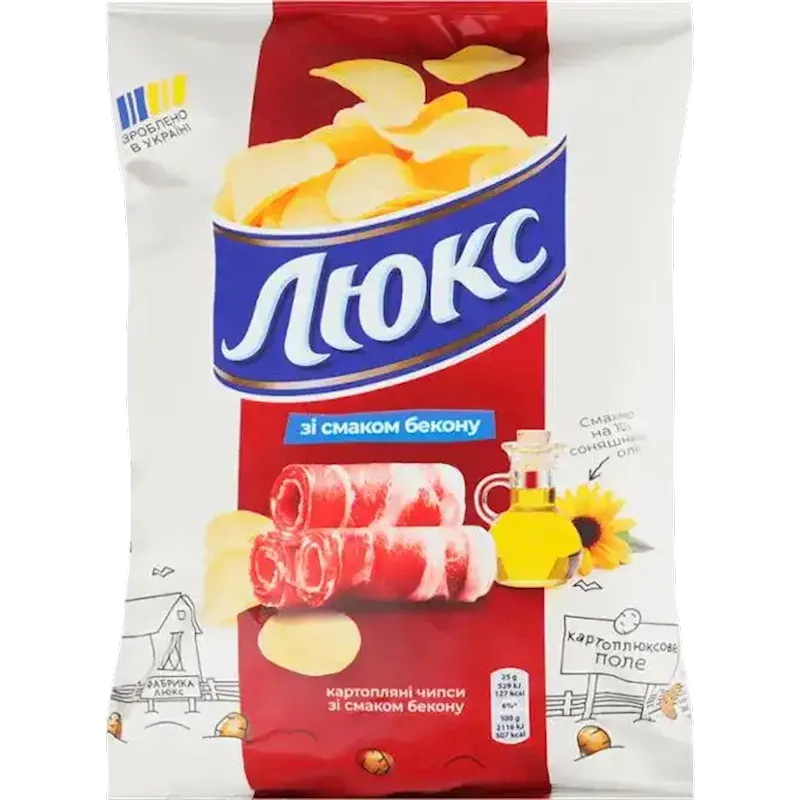 CHIPS POTATO W/BACON FLAVOR 22/125GR LUX N4313759