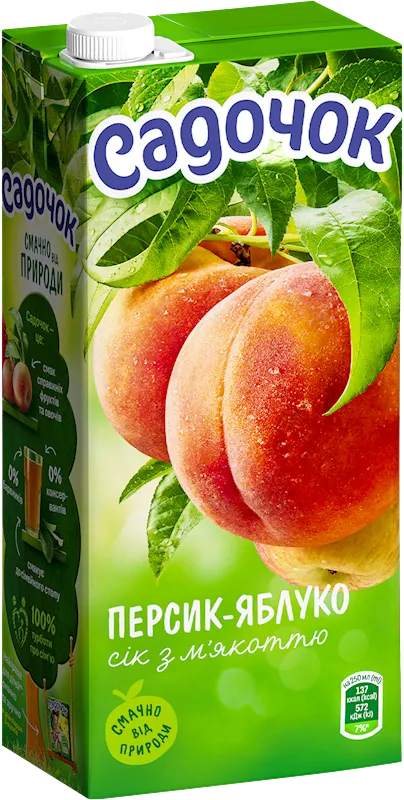 JUICE PEACH&APPLE W/PULP 12/0.95L SADOCHOK