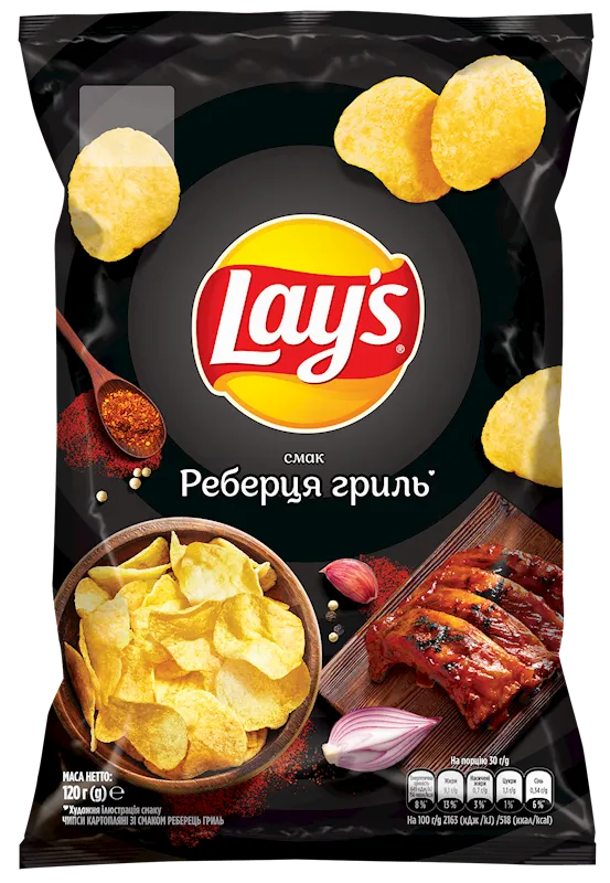 CHIPS POTATO W/BARBECUE RIBS FLAVOR 21/120GR LAY'S