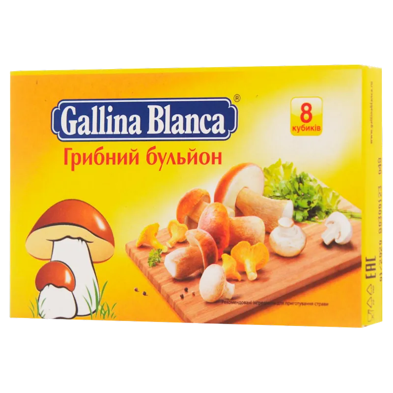 BROTH CUBES W/MUSHROOM FLAVOR 24/(8*10GR) GALINA BLANCA UKRAINE