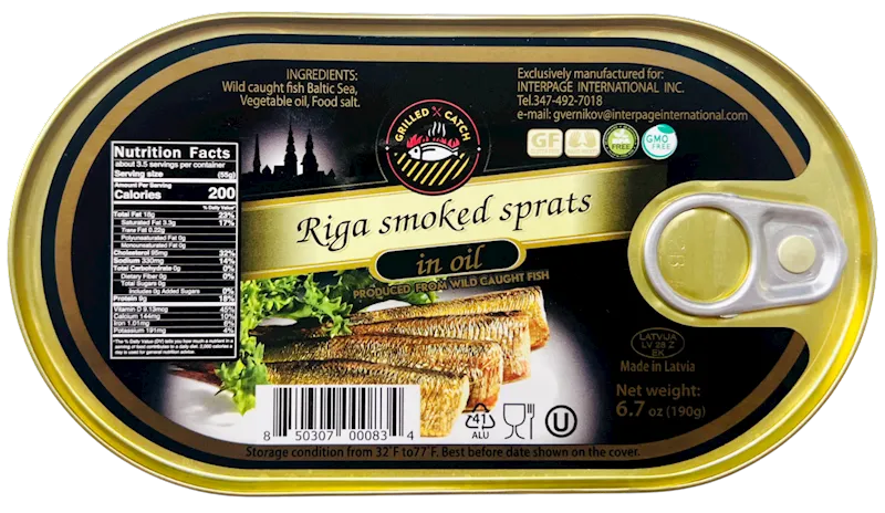 SPRATS SMOKED RIGA IN OIL 36/190GR BRIVAIS VILNIS N000834