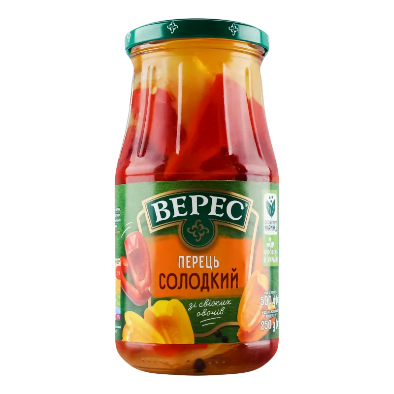 D- PEPPERS BELL PICKLED 12/500GR VERES UKRAINE