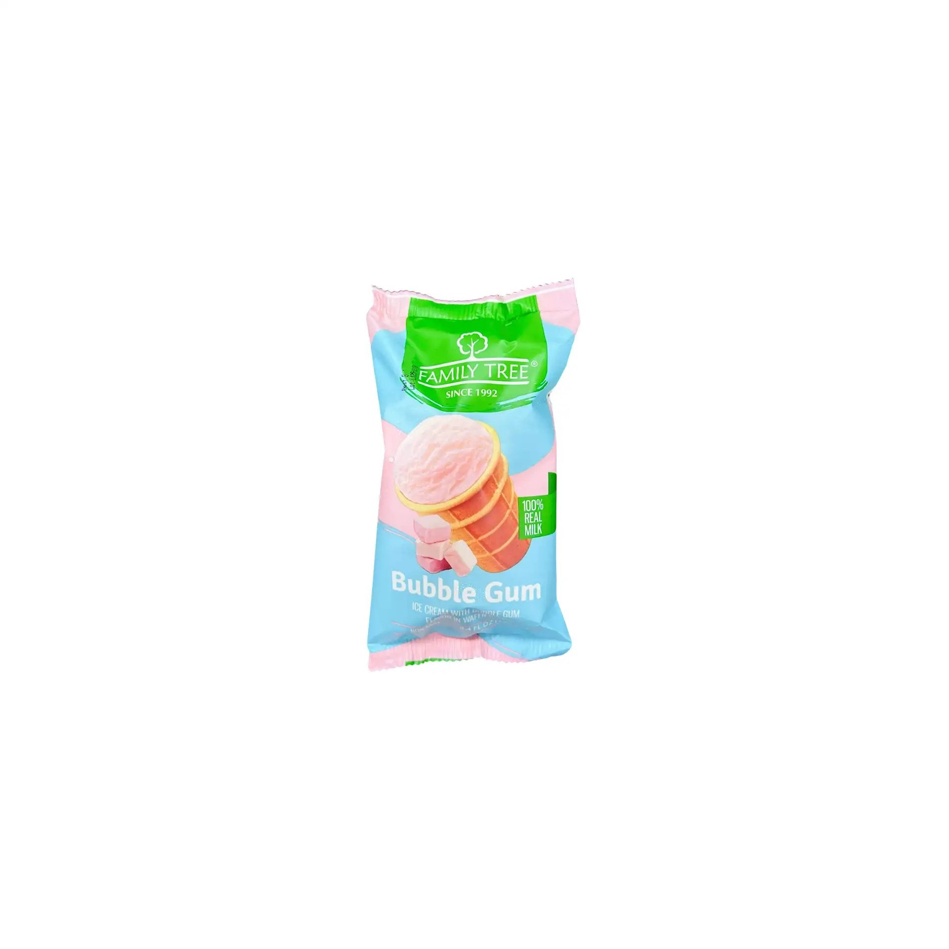 ICE CREAM W/BUBBLE GUM FLAVOR IN WAFFLE CUP 15/130ML FAMILY TREE N2206NC