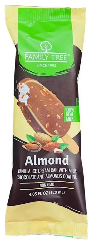 ICE CREAM BAR VANILLA W/ALMOND 15/120ML FAMILY TREE N2208NC
