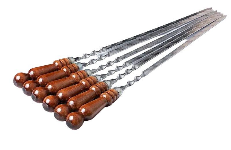 SKEWERS (SHAMPURA) METAL W/WOODEN HANDLE 10PC 640MMX14MMX2.5MM