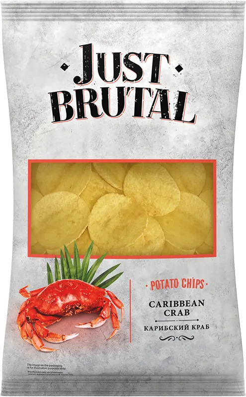 CHIPS POTATO W/CARIBBEAN CRAB FLAVOR 15/85GR JUST BRUTAL N203