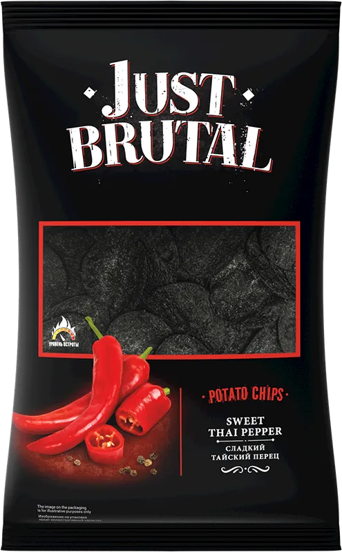 CHIPS POTATO W/SWEET THAI PEPPER FLAVOR 15/85GR JUST BRUTAL N205