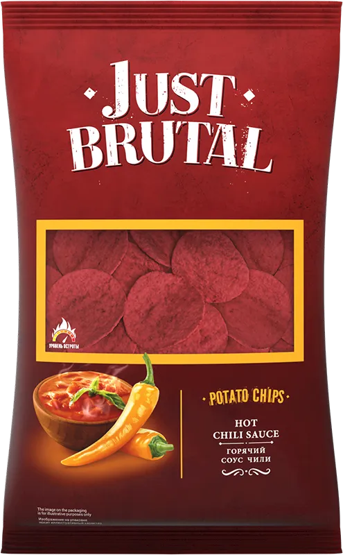 CHIPS POTATO W/HOT CHILI SAUCE FLAVOR 15/85GR JUST BRUTAL N206
