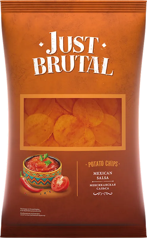 CHIPS POTATO W/MEXICAN SALSA FLAVOR 15/85GR JUST BRUTAL N382