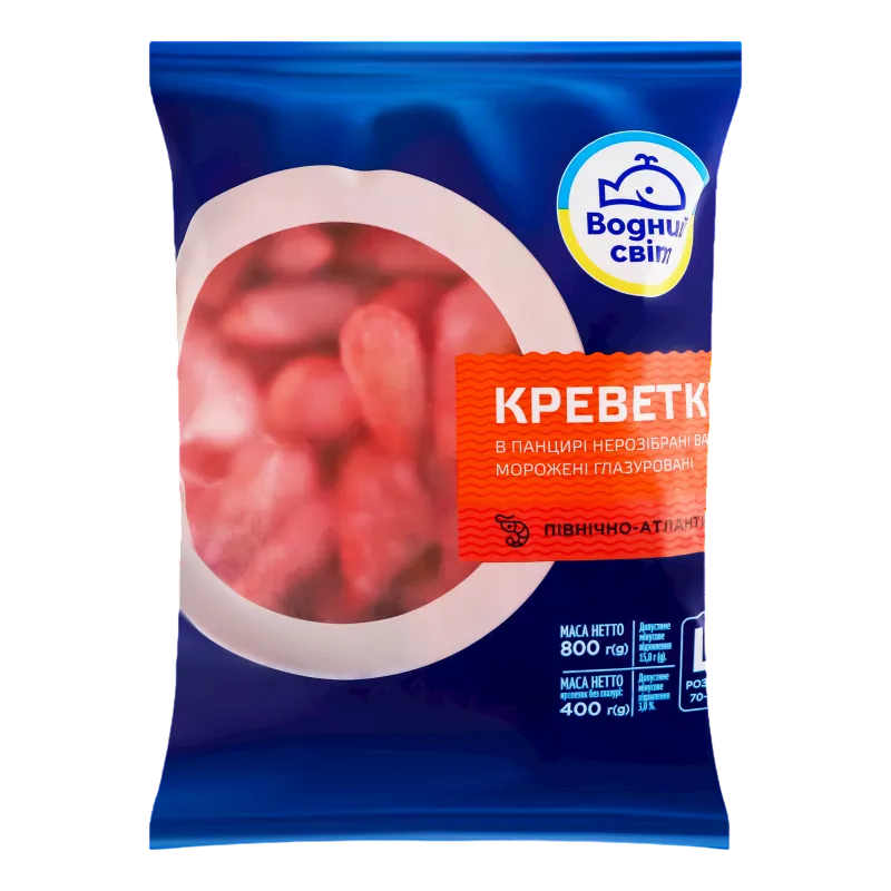 SHRIMP IN SHELL BOILED 6/800GR VODNIY SVIT N29