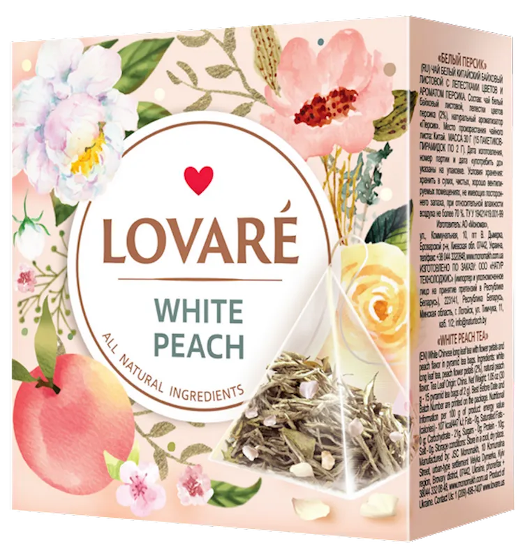 TEA WHITE PEACH PYRAMIDS 12/(15X2GR) LOVARE