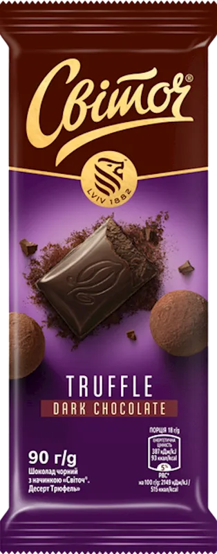 CHOCOLATE BAR DARK W/TRUFFLE FLAVOR 14/90GR SVITOCH