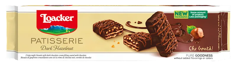 WAFER BISCUITS DARK CHOCOLATE W/HAZELNUTS 12/100GR LOACKER