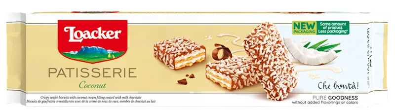 WAFER BISCUITS MILK CHOCOLATE W/COCONUT CREAM 12/100GR LOACKER