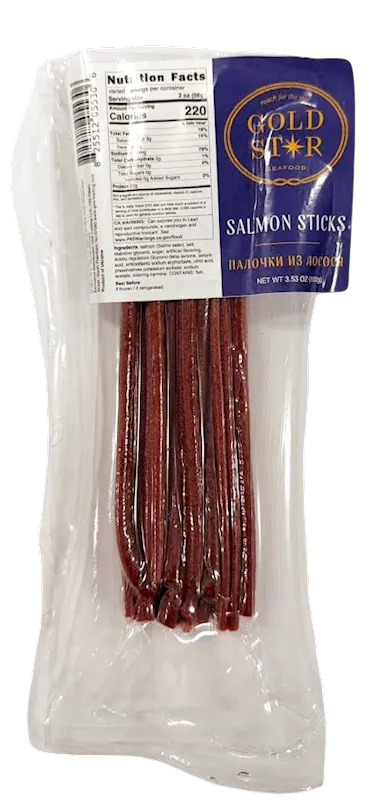 DRIED SALMON STICKS 12/100GR GOLD STAR