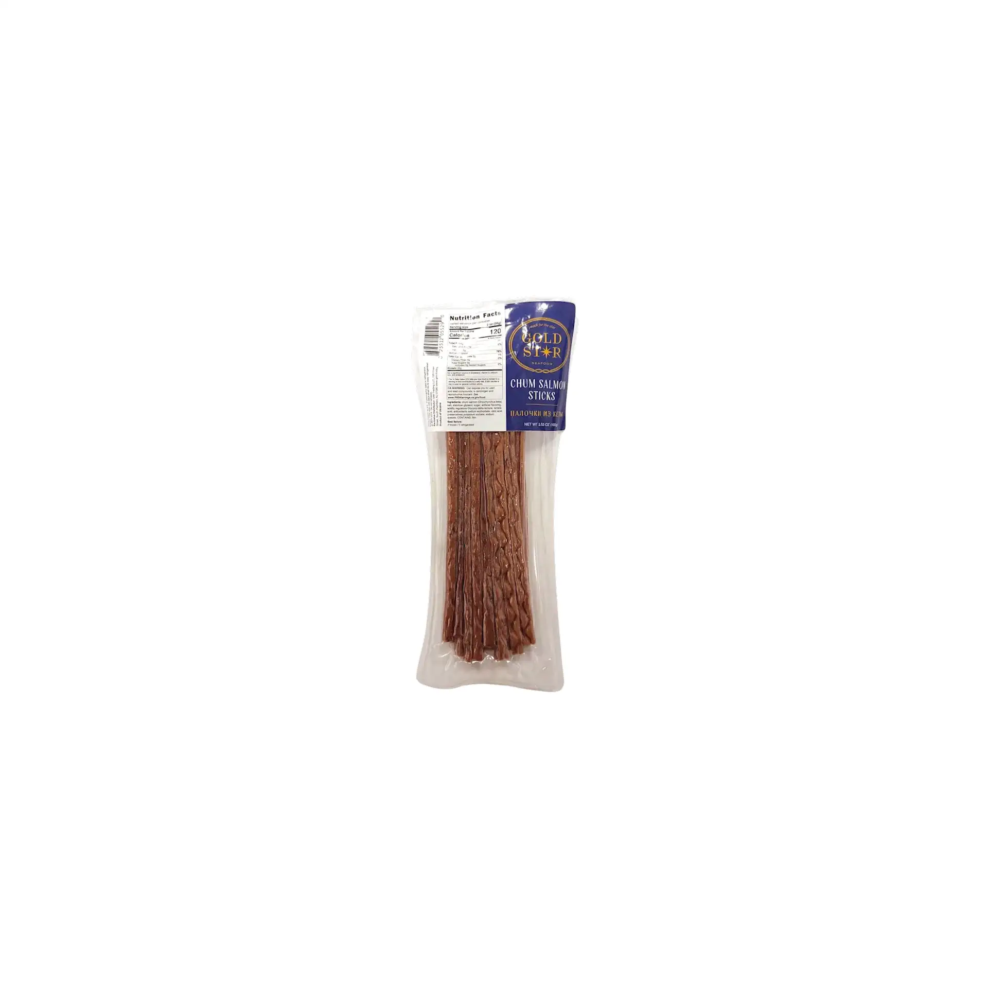 DRIED CHUM SALMON STICKS 12/100GR GOLD STAR